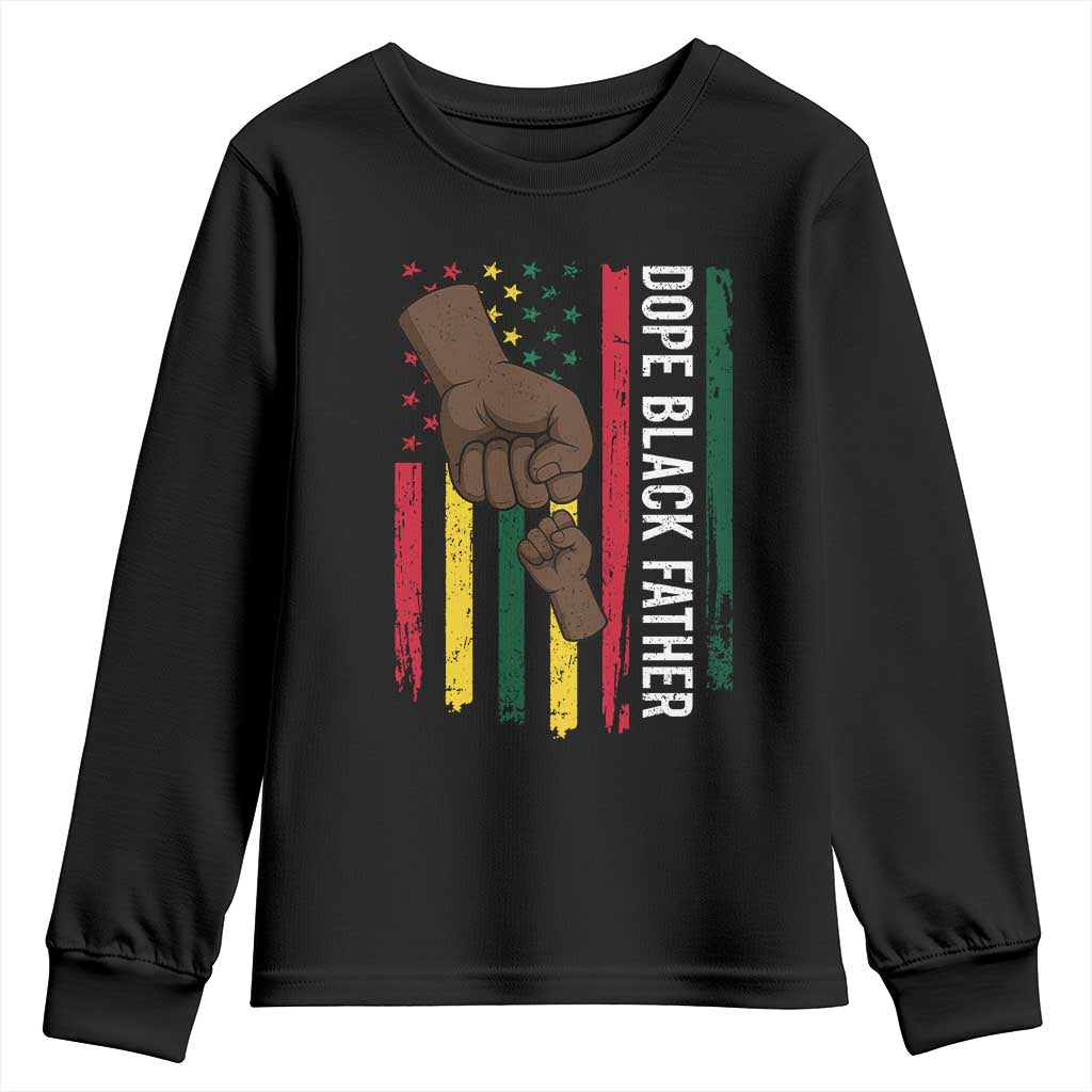 Dope Black Dad Youth Sweatshirt Vintage American Flag Fist Bump