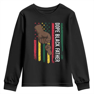 Dope Black Dad Youth Sweatshirt Vintage American Flag Fist Bump