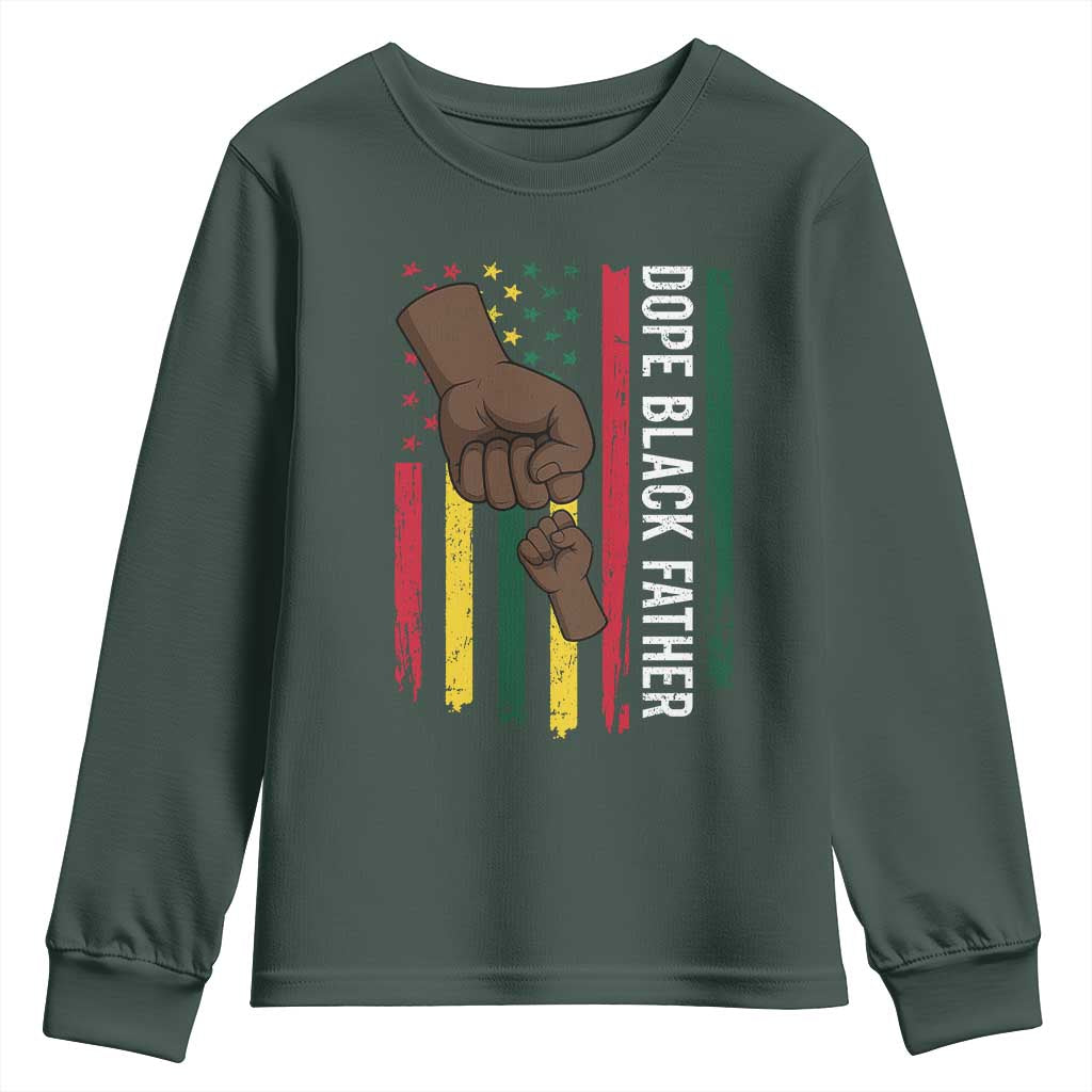 Dope Black Dad Youth Sweatshirt Vintage American Flag Fist Bump