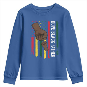 Dope Black Dad Youth Sweatshirt Vintage American Flag Fist Bump