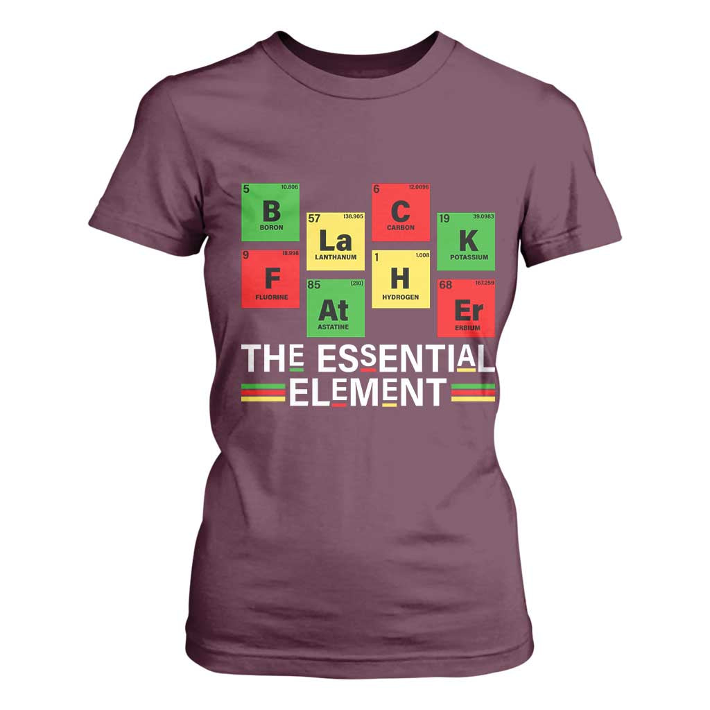 Black Father The Essential Element T Shirt For Women Father's Day Juneteenth Chemistry Periodic Table