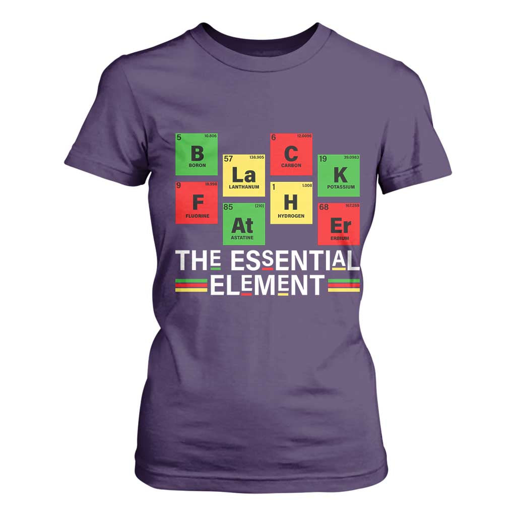 Black Father The Essential Element T Shirt For Women Father's Day Juneteenth Chemistry Periodic Table