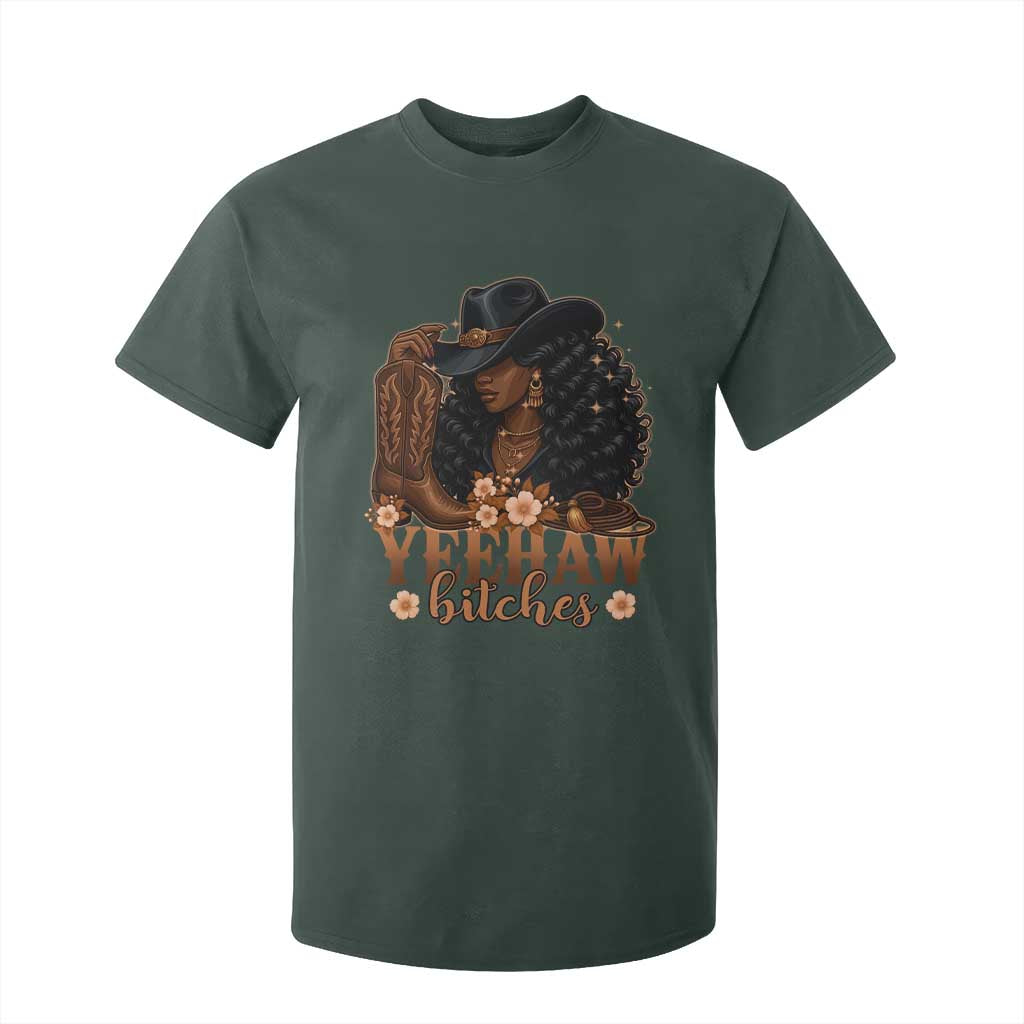 Funny African American Cowgirl Yeehaw Bitches T Shirt For Kid