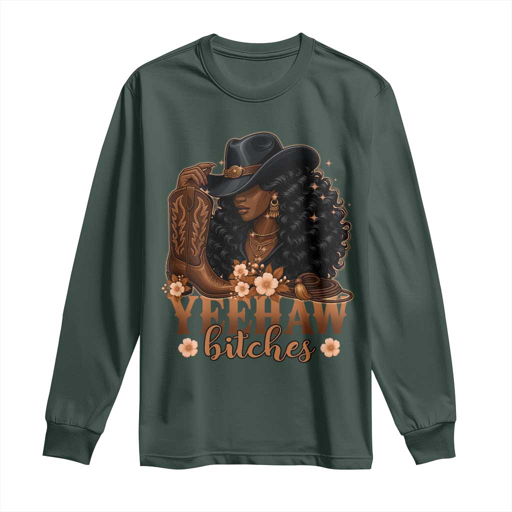 Funny African American Cowgirl Yeehaw Bitches Long Sleeve Shirt