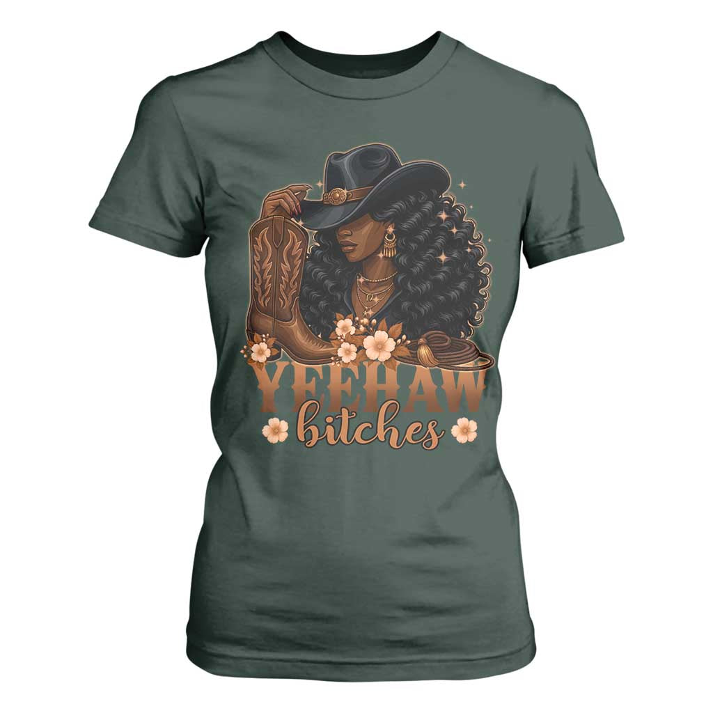 Funny African American Cowgirl Yeehaw Bitches T Shirt For Women
