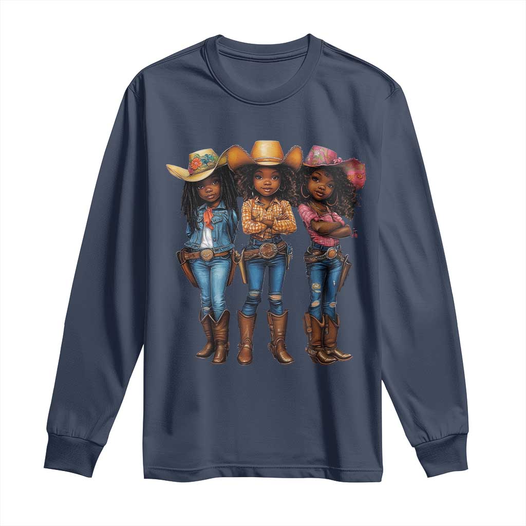 Black African American Cowgirl Baby Western Country Texas Long Sleeve Shirt