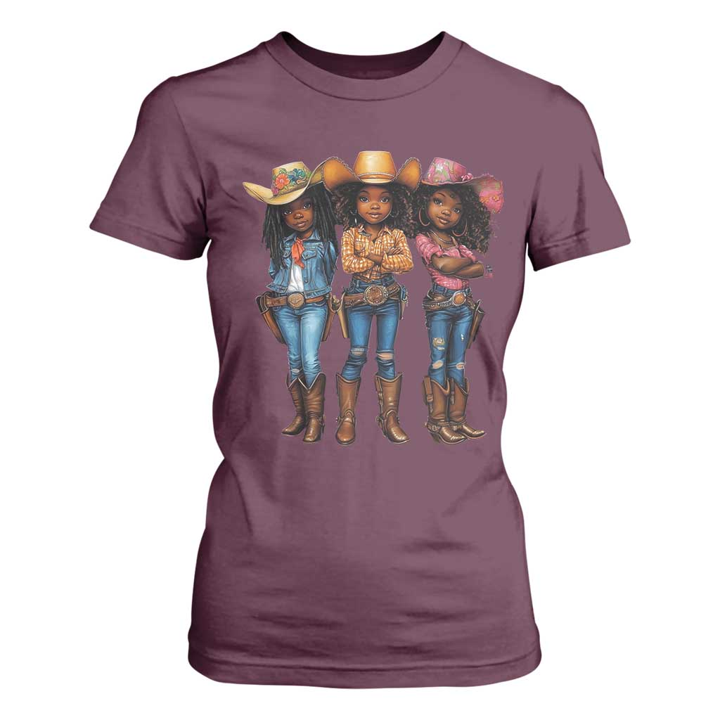 Black African American Cowgirl Baby Western Country Texas T Shirt For Women