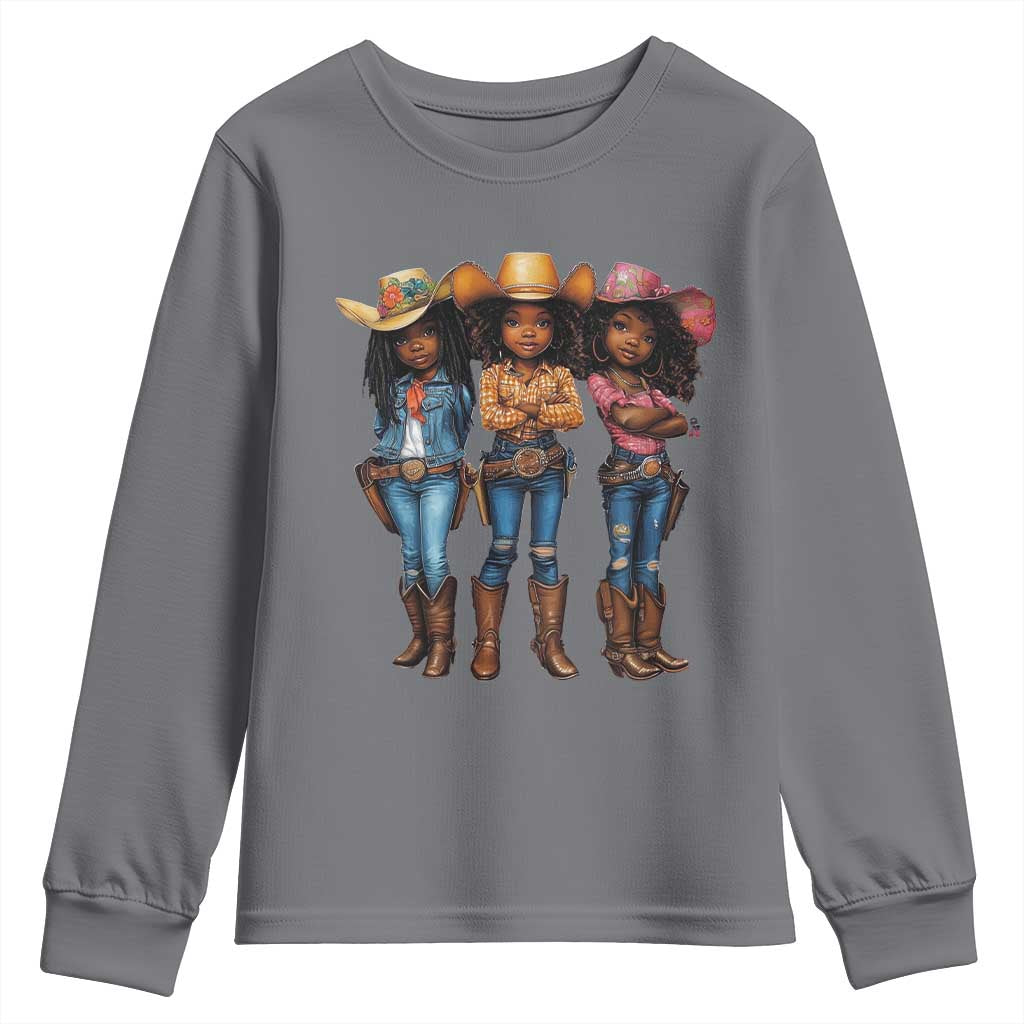 Black African American Cowgirl Baby Western Country Texas Youth Sweatshirt