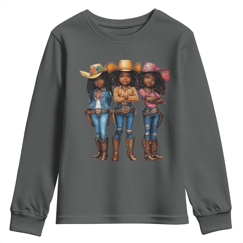 Black African American Cowgirl Baby Western Country Texas Youth Sweatshirt
