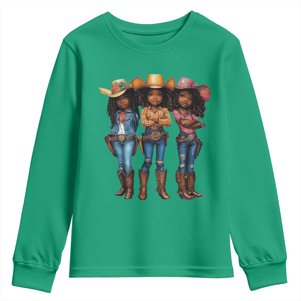 Black African American Cowgirl Baby Western Country Texas Youth Sweatshirt
