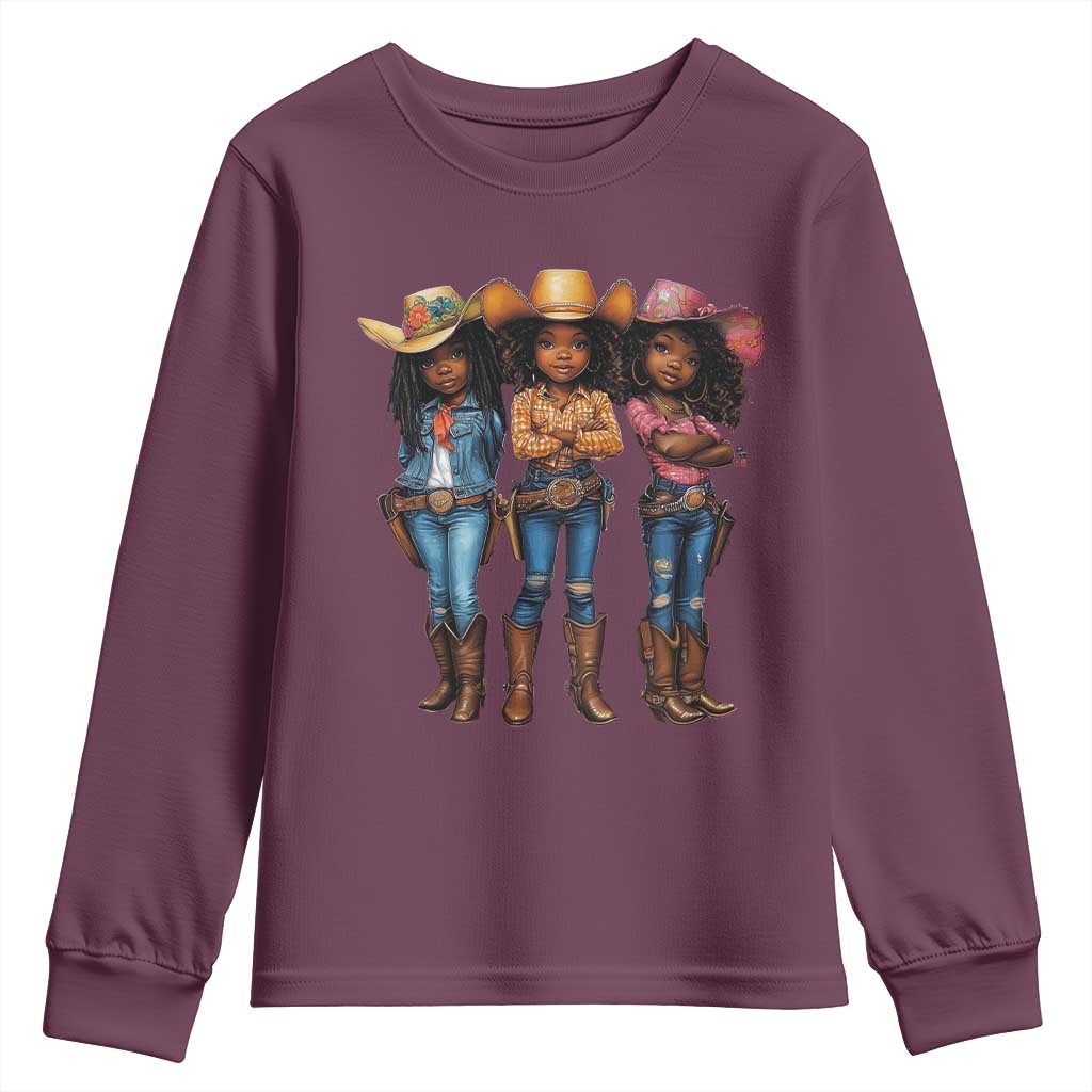 Black African American Cowgirl Baby Western Country Texas Youth Sweatshirt