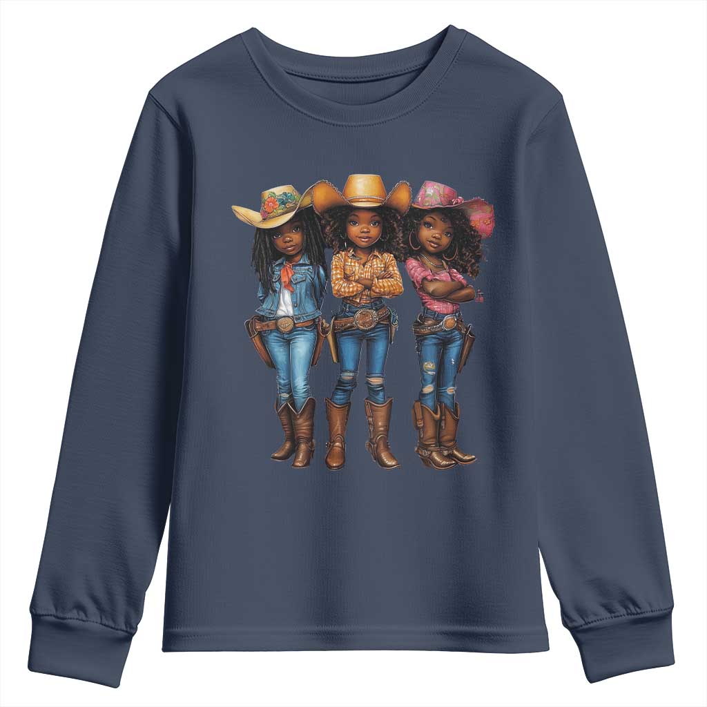 Black African American Cowgirl Baby Western Country Texas Youth Sweatshirt