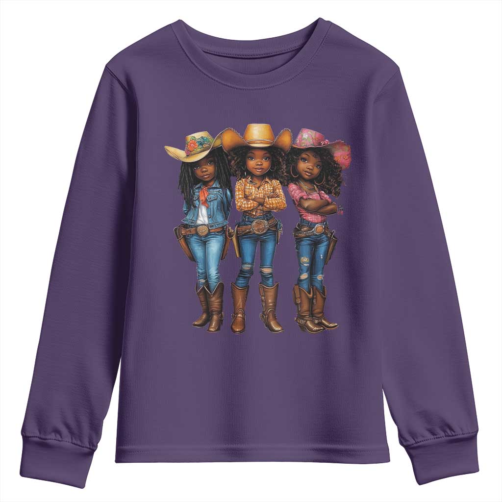 Black African American Cowgirl Baby Western Country Texas Youth Sweatshirt