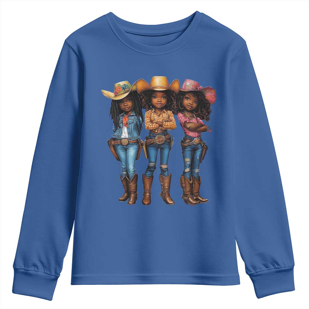 Black African American Cowgirl Baby Western Country Texas Youth Sweatshirt