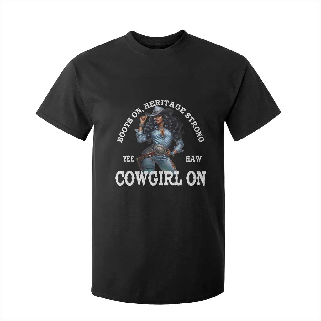 Boots On Heritage Strong Cowgirl On T Shirt For Kid African American Black Cowgirl