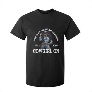 Boots On Heritage Strong Cowgirl On T Shirt For Kid African American Black Cowgirl