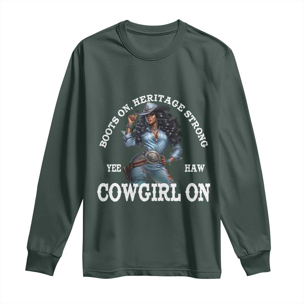 Boots On Heritage Strong Cowgirl On Long Sleeve Shirt African American Black Cowgirl