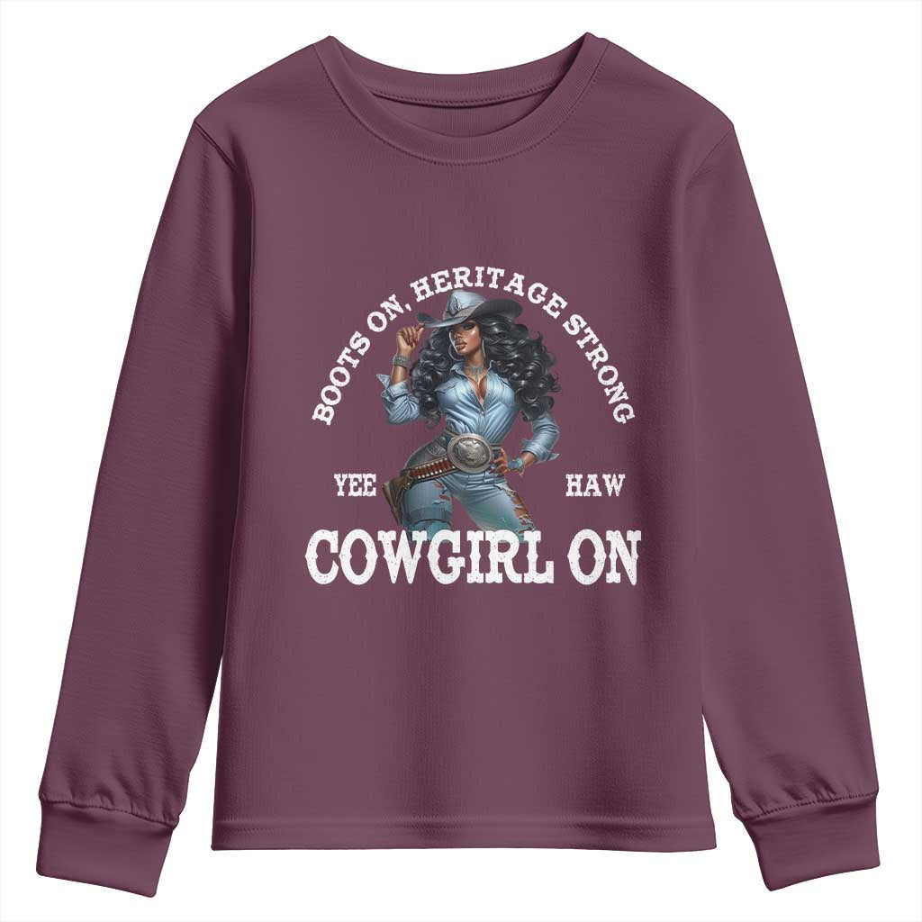 Boots On Heritage Strong Cowgirl On Youth Sweatshirt African American Black Cowgirl