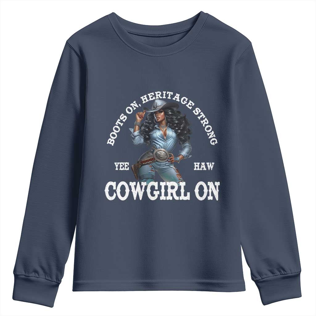 Boots On Heritage Strong Cowgirl On Youth Sweatshirt African American Black Cowgirl