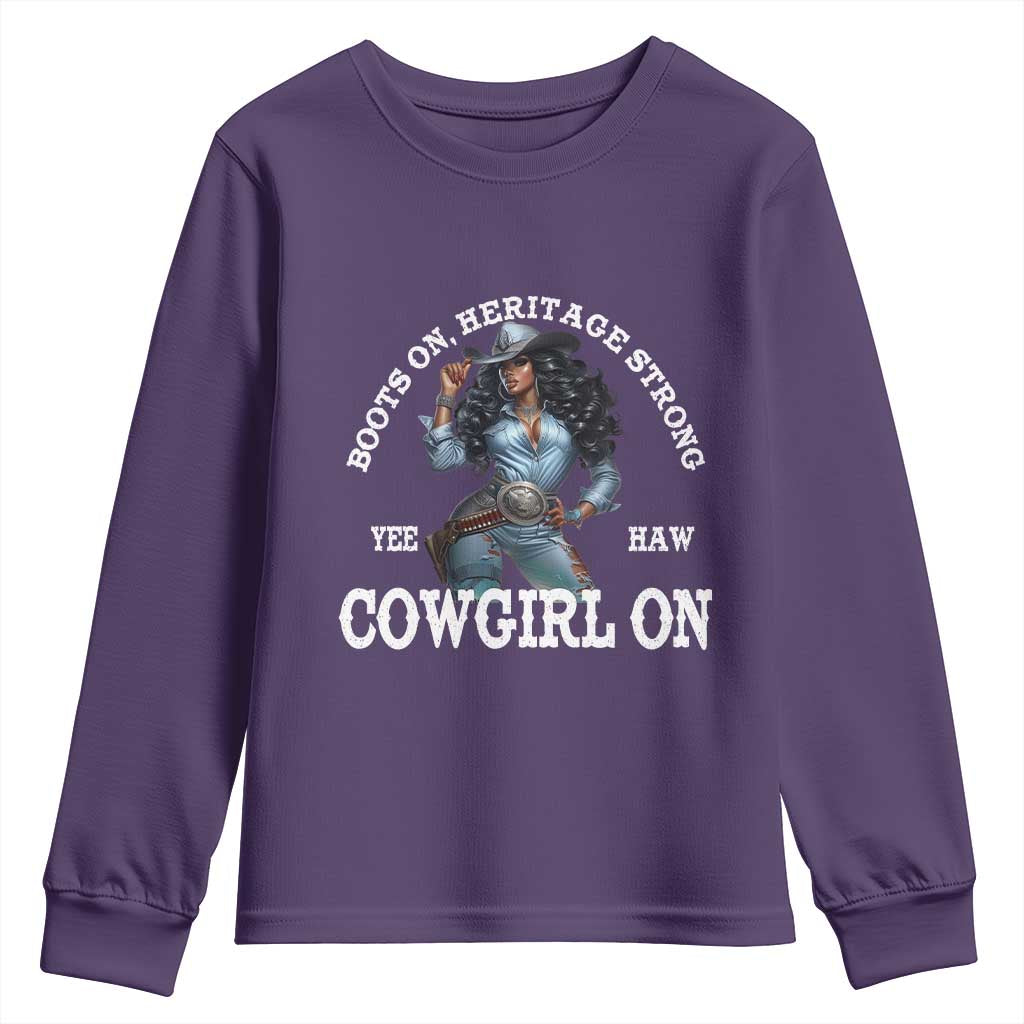 Boots On Heritage Strong Cowgirl On Youth Sweatshirt African American Black Cowgirl