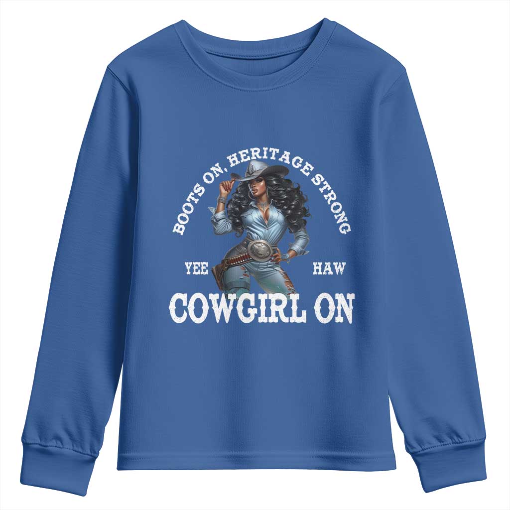 Boots On Heritage Strong Cowgirl On Youth Sweatshirt African American Black Cowgirl