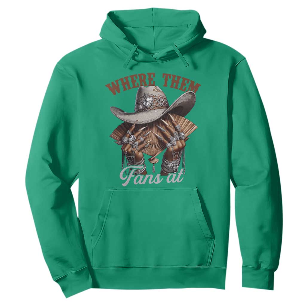 Funny African American Cowgirl Hoodie Where Them Fans At Western Cowboy Hat