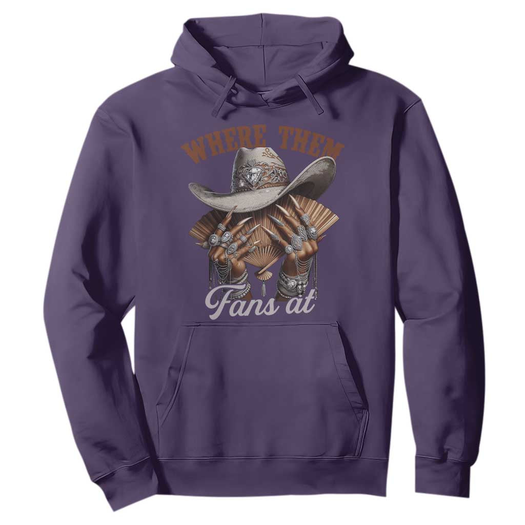 Funny African American Cowgirl Hoodie Where Them Fans At Western Cowboy Hat
