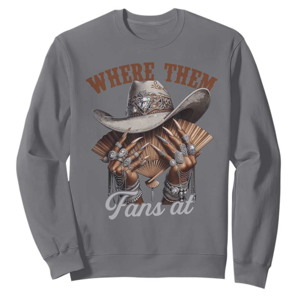 Funny African American Cowgirl Sweatshirt Where Them Fans At Western Cowboy Hat