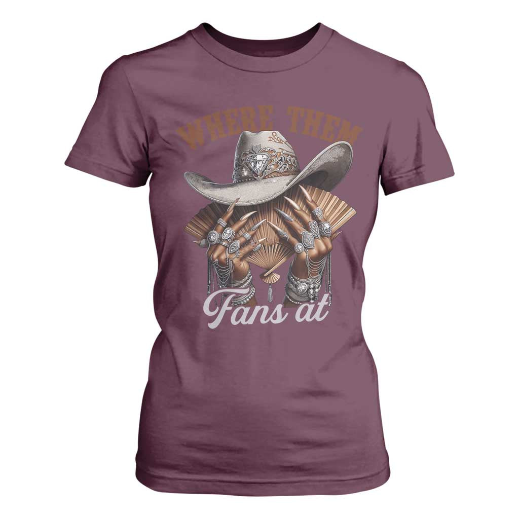 Funny African American Cowgirl T Shirt For Women Where Them Fans At Western Cowboy Hat