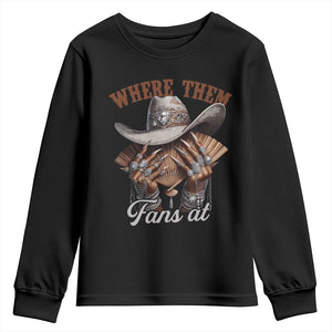 Funny African American Cowgirl Youth Sweatshirt Where Them Fans At Western Cowboy Hat