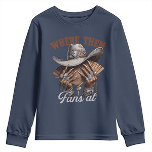 Funny African American Cowgirl Youth Sweatshirt Where Them Fans At Western Cowboy Hat