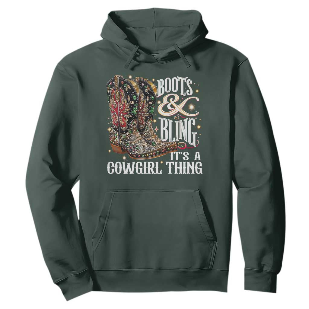 Funny Boots And Bling Its A Cowgirl Thing Hoodie Western Country Girl Boots