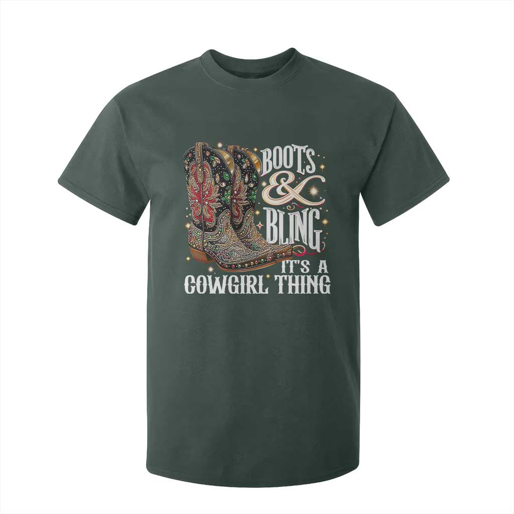 Funny Boots And Bling Its A Cowgirl Thing T Shirt For Kid Western Country Girl Boots