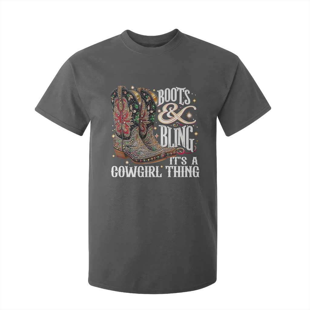 Funny Boots And Bling Its A Cowgirl Thing T Shirt For Kid Western Country Girl Boots