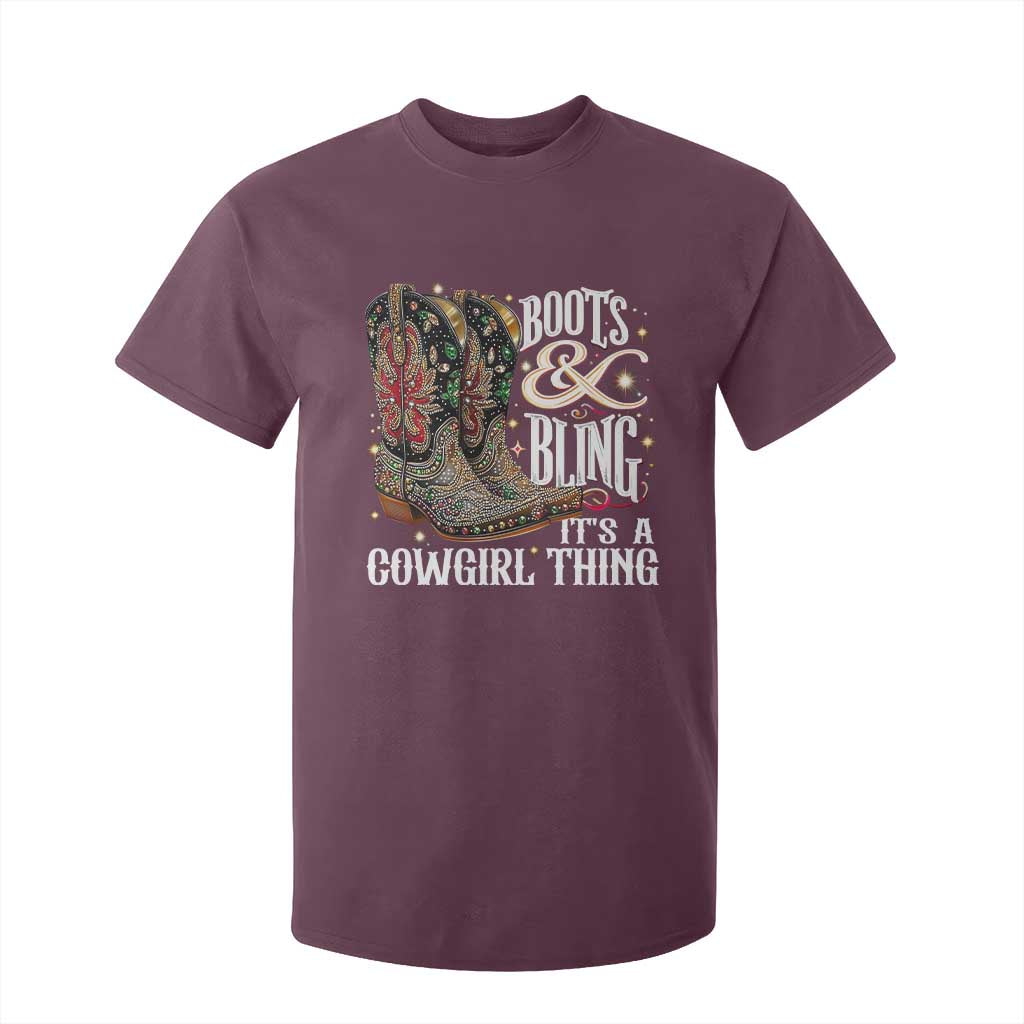 Funny Boots And Bling Its A Cowgirl Thing T Shirt For Kid Western Country Girl Boots