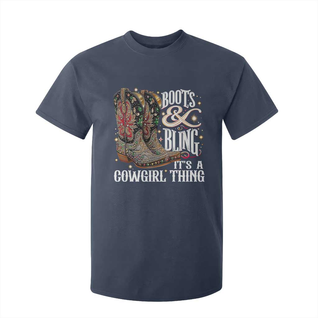Funny Boots And Bling Its A Cowgirl Thing T Shirt For Kid Western Country Girl Boots