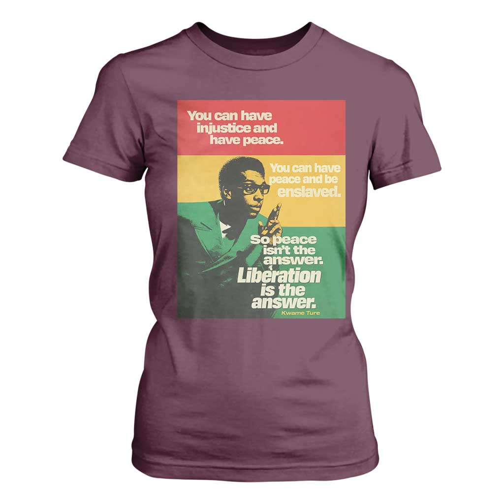 Stokely Carmichael Quote T Shirt For Women You Can Have Injustice And Have Peace And Be Enslaved