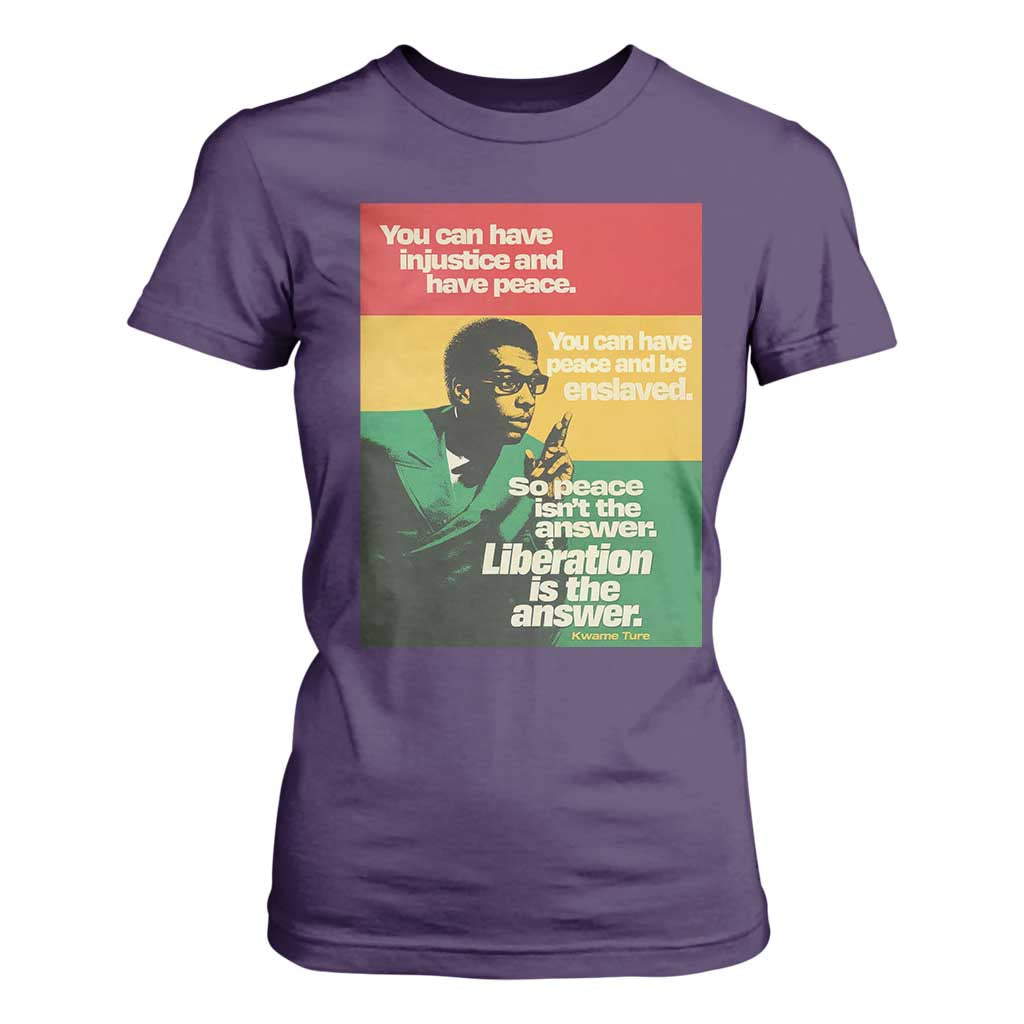Stokely Carmichael Quote T Shirt For Women You Can Have Injustice And Have Peace And Be Enslaved