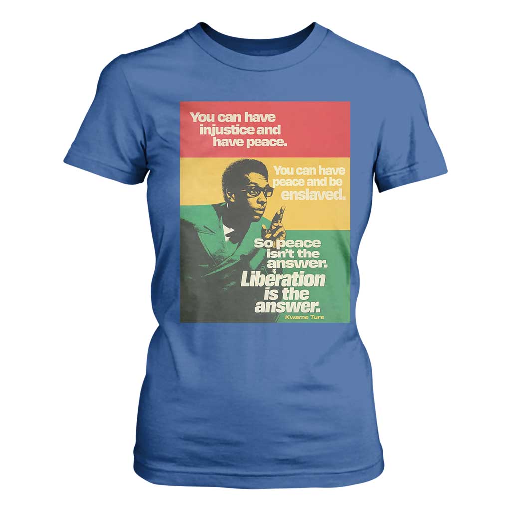 Stokely Carmichael Quote T Shirt For Women You Can Have Injustice And Have Peace And Be Enslaved