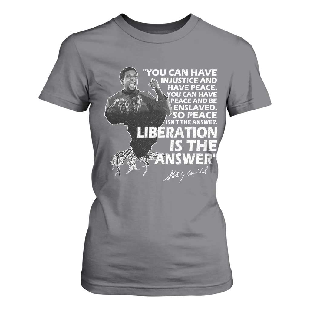 Stokely Carmichael Quote T Shirt For Women You Can Have Injustice And Have Peace And Be Enslaved Black History Month