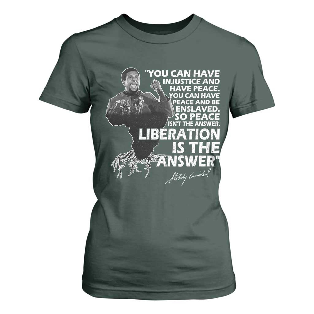 Stokely Carmichael Quote T Shirt For Women You Can Have Injustice And Have Peace And Be Enslaved Black History Month