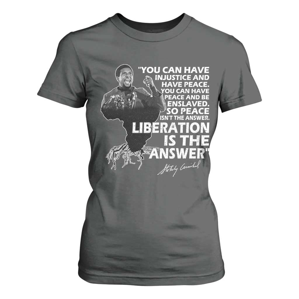 Stokely Carmichael Quote T Shirt For Women You Can Have Injustice And Have Peace And Be Enslaved Black History Month