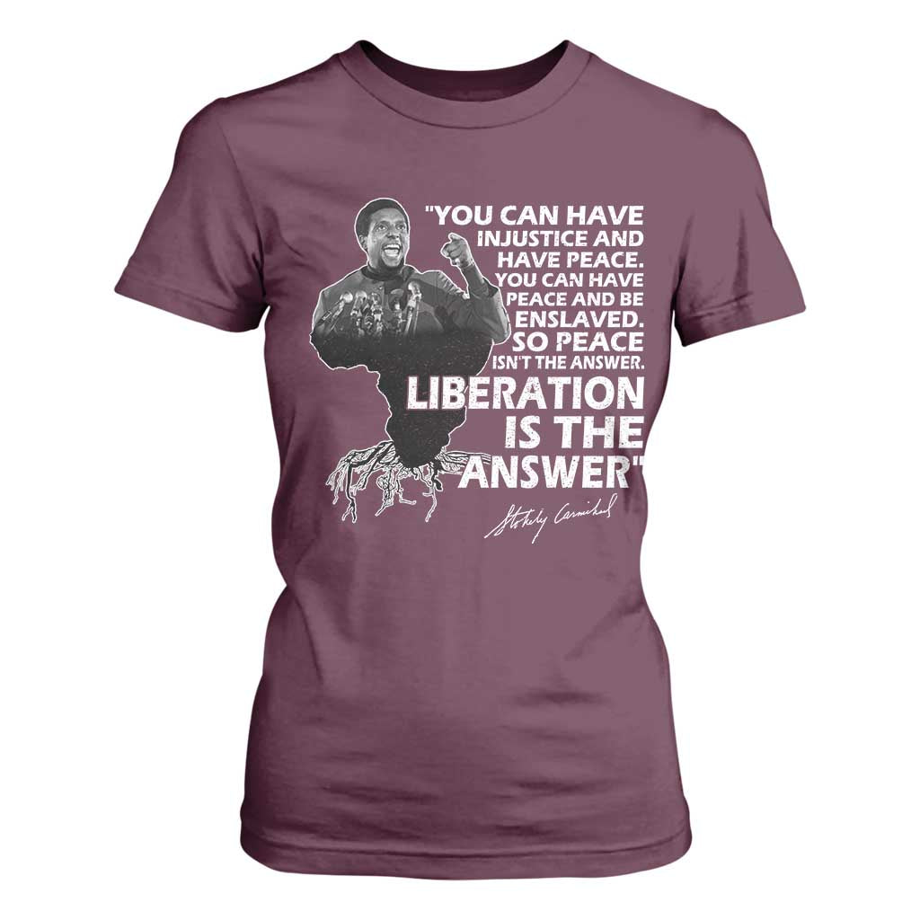 Stokely Carmichael Quote T Shirt For Women You Can Have Injustice And Have Peace And Be Enslaved Black History Month