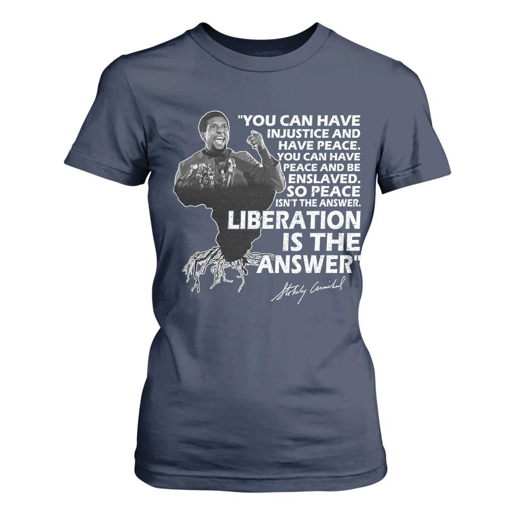 Stokely Carmichael Quote T Shirt For Women You Can Have Injustice And Have Peace And Be Enslaved Black History Month