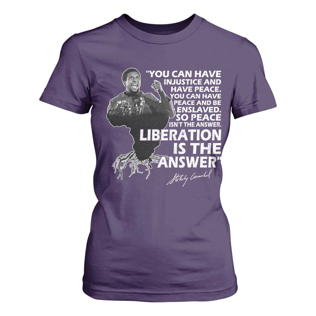 Stokely Carmichael Quote T Shirt For Women You Can Have Injustice And Have Peace And Be Enslaved Black History Month