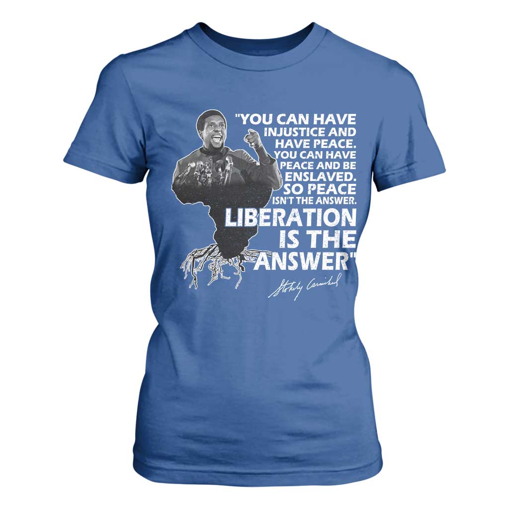 Stokely Carmichael Quote T Shirt For Women You Can Have Injustice And Have Peace And Be Enslaved Black History Month