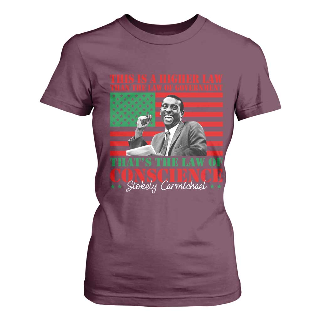 Stokely Carmichael T Shirt For Women That's The Law Of Conscience American Flag