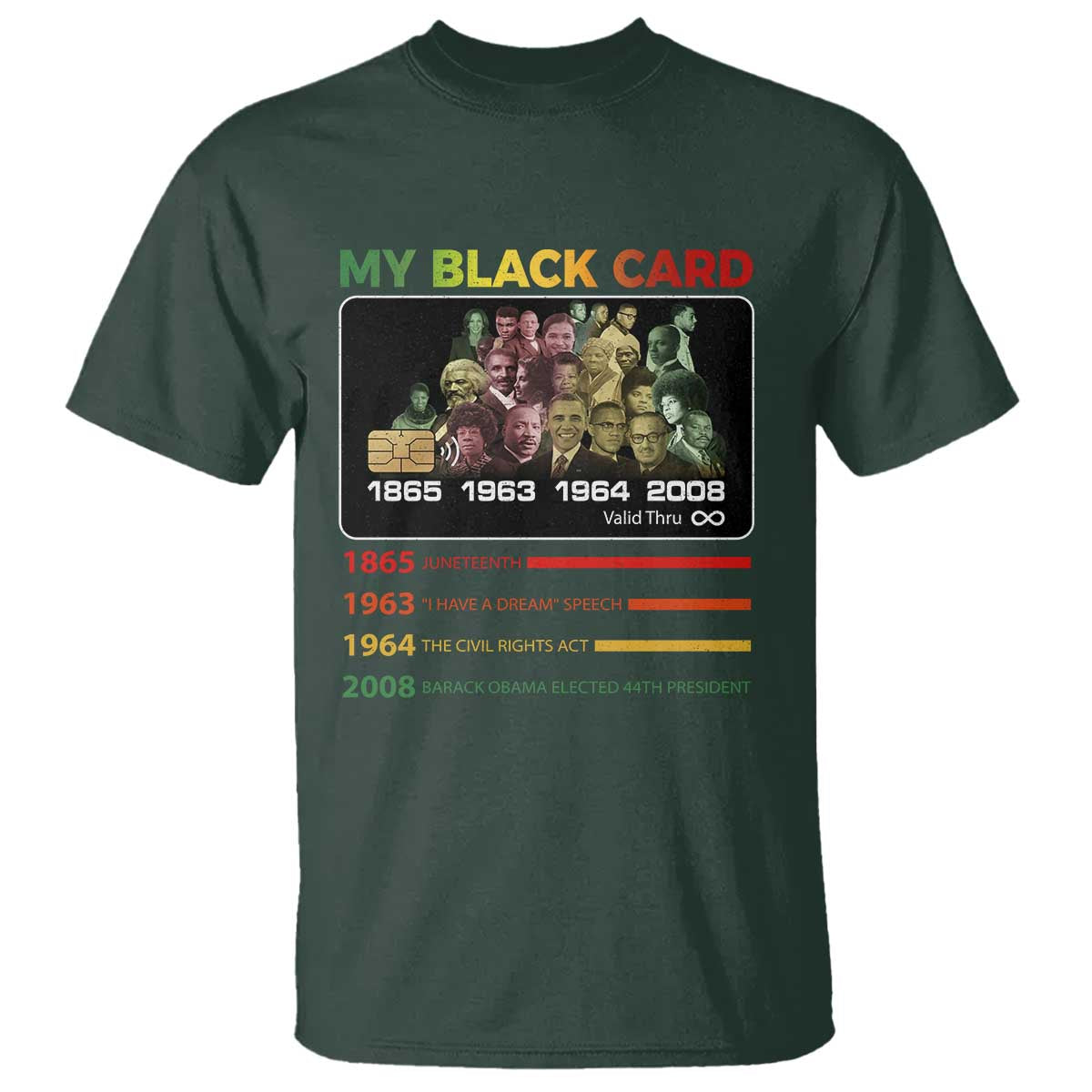 Black History T Shirt My Black Card Greatest African American Leaders