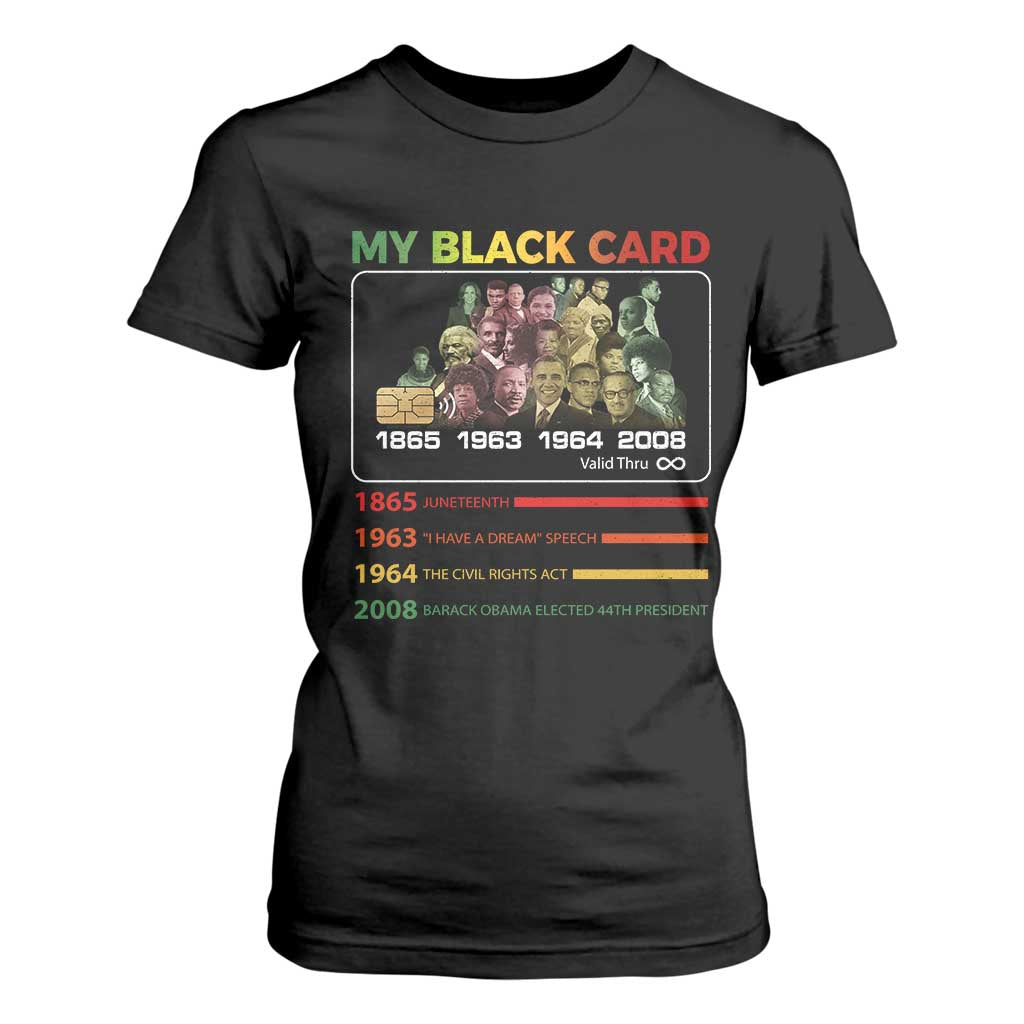 Black History T Shirt For Women My Black Card Greatest African American Leaders