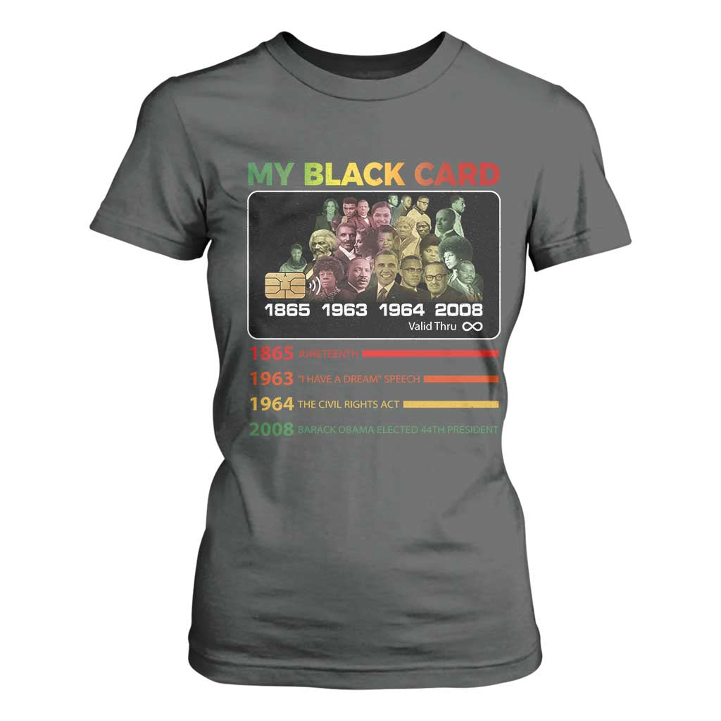 Black History T Shirt For Women My Black Card Greatest African American Leaders